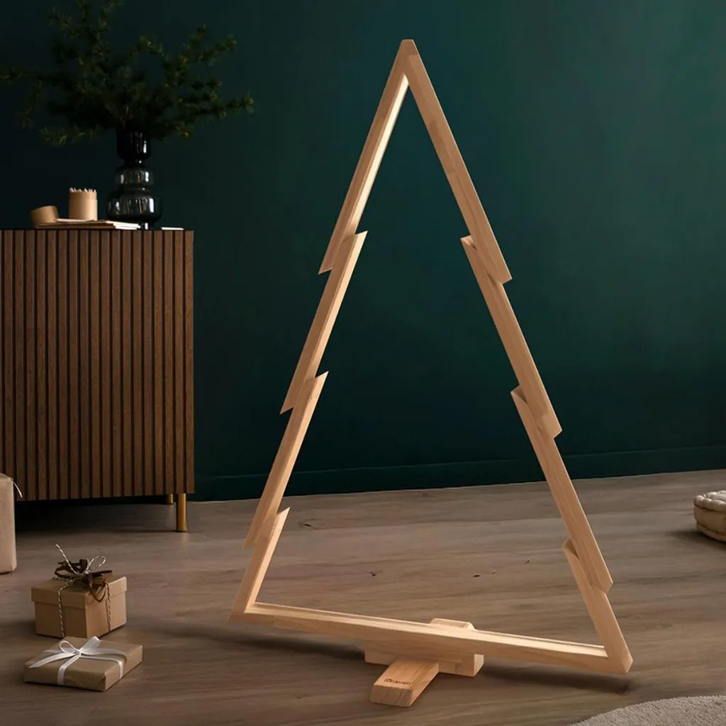 Sapin de Noël en bois moderne XL howa décoration réutilisable 100 cm