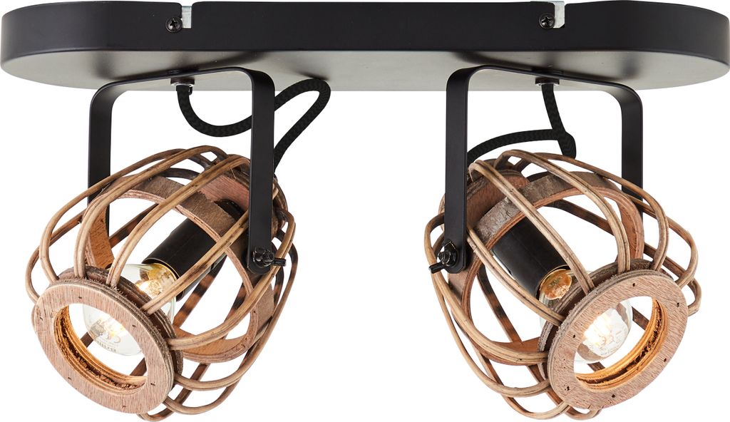 Brilliant Nikka Spotbalken, 2-flammig E14 Schwarz Natur Produktbild 