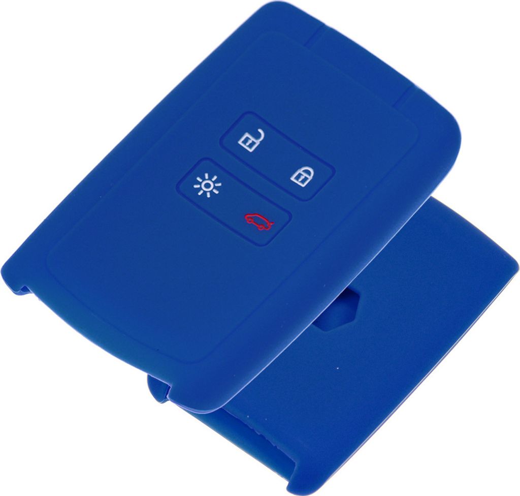 Auto Schlüssel Hülle Silikon Schutz Cover Blau kompatibel mit Renault Megane Kadjar Clio Captur 4 Tasten KEYLESS SMARTKEY
