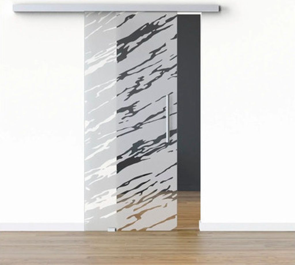 Pertura Glasschiebetür Komplettset Glera Vision 02 900x2050 mm Links inkl.Beschlag Selir Aluminium natur,Stangengriff