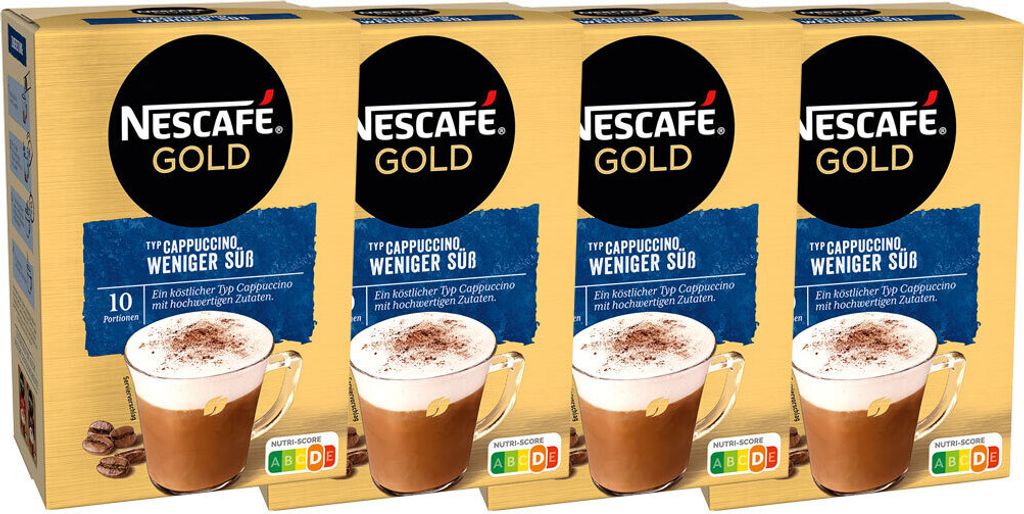 Nescafe Typ Cappuccino Weniger süß Löslich im Portionsbeutel 4er Pack