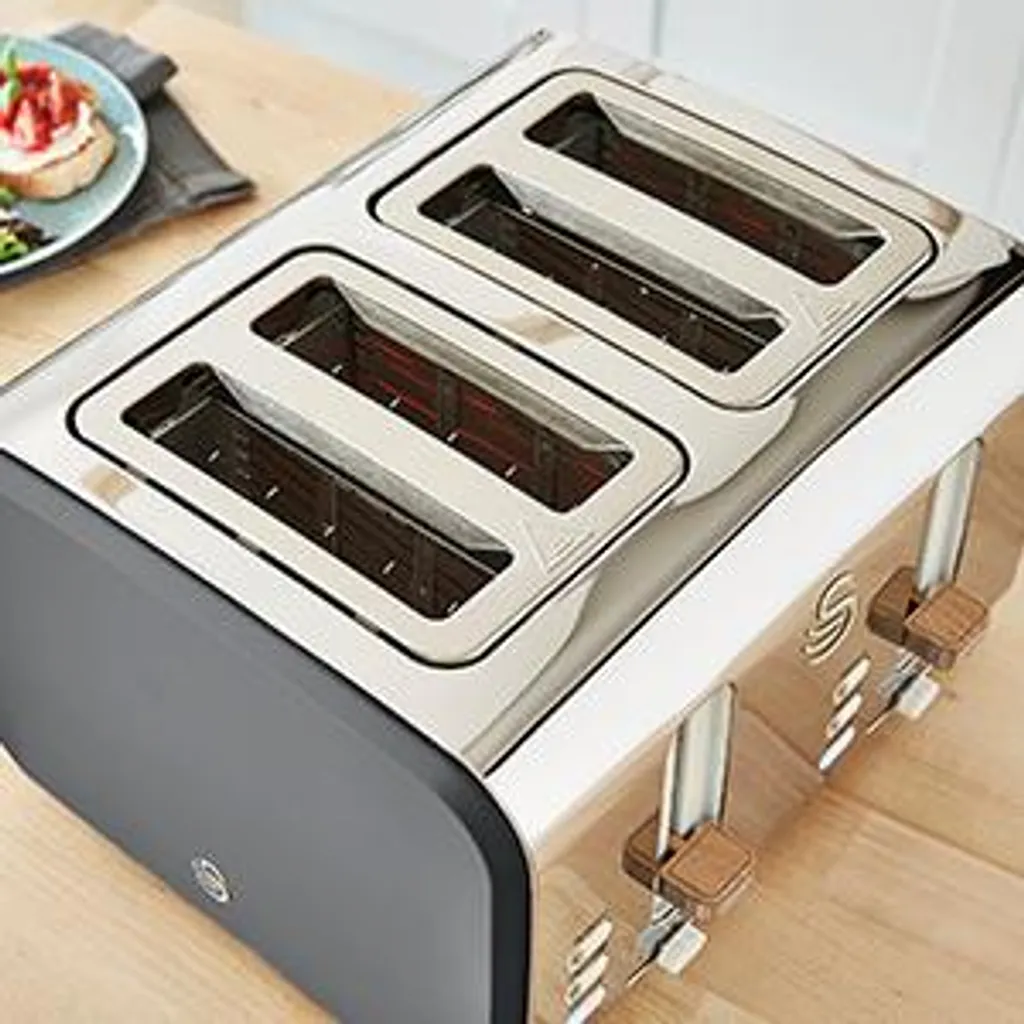 Grille-pain 4 tranches design scandinave Swan avec fentes larges vert - 9