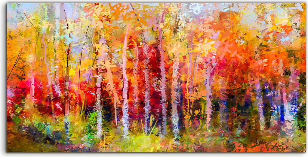 Coloray Canvas 120x60 Wandbild Leinwand Bilder Kunst Landschaft bunte Herbst Bäume