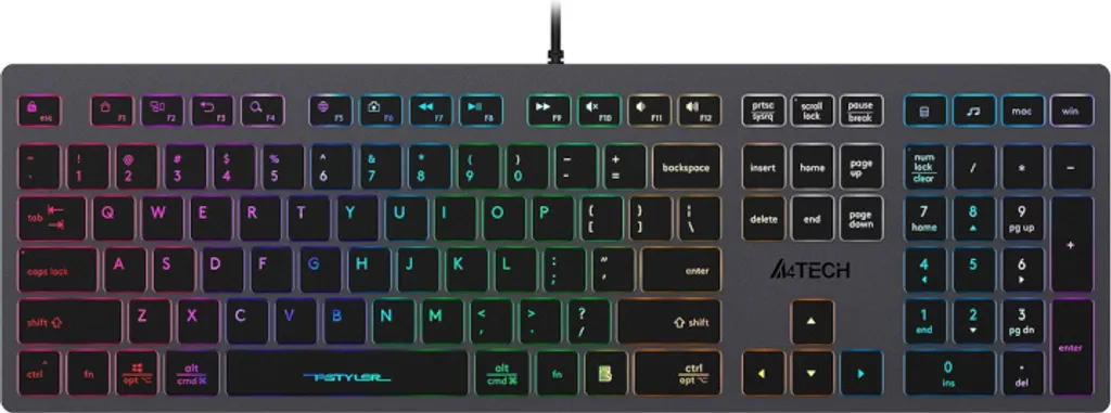 Clavier A4 Tech FStyler FX60H - Clavier Chiclet Rétroéclairé Néon - 10
