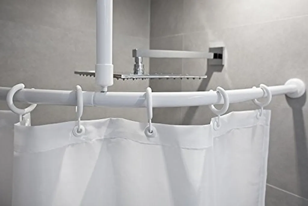 Barre de douche aluminium blanc 150x150 cm : fini la rouille en coin