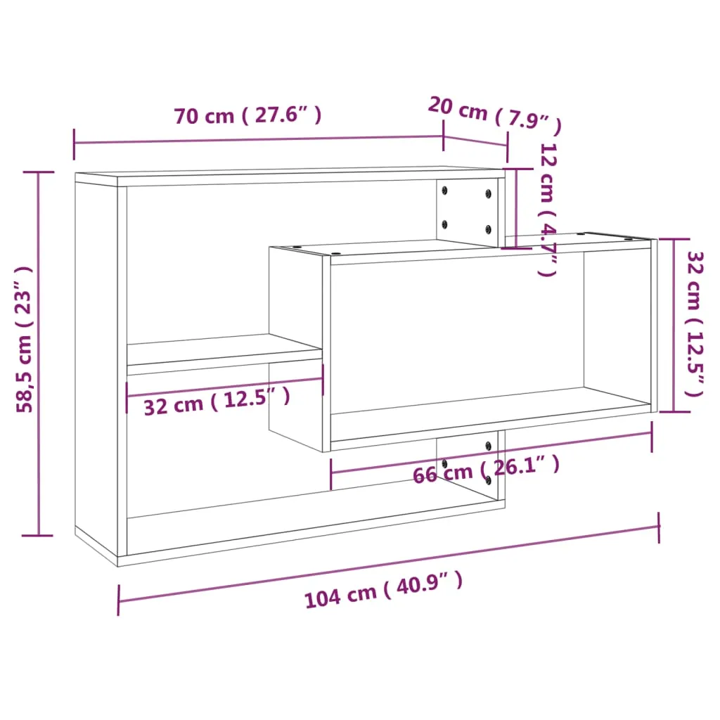 Étagère murale design 104 cm en chêne fumé avec compartiments de stockage - 8