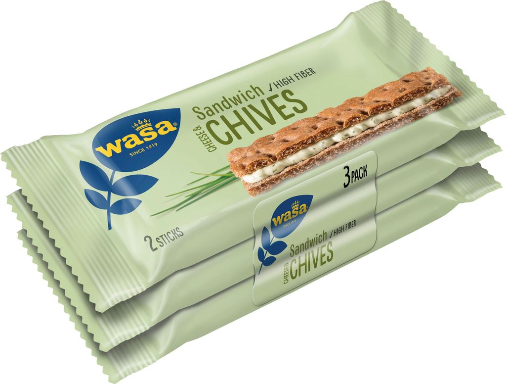 Wasa Sandwich Chives Fromage et ciboulette 3 croquants Image du produit 