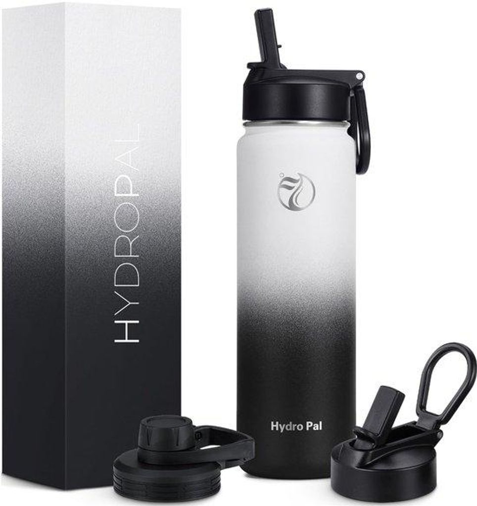 Isolerter Trinkflasche aus Edelstahl - 750 ml, 1 l, 1,2 l, BPA-frei, geeignet für kohlensäurehaltige Getränke, isolierte Flasche mit Grasstiel u...