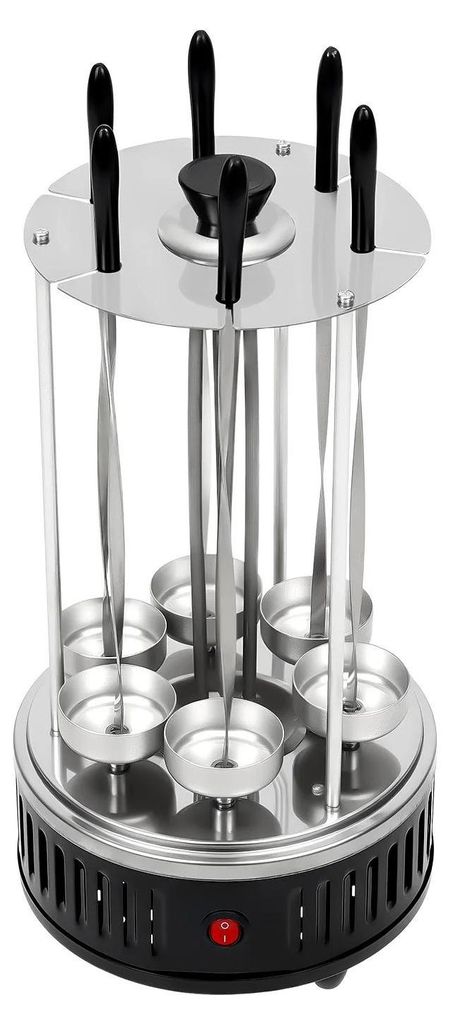 Vertikaler Elektrogrill - Rotisserie-Ofen - 6 Spieße - Edelstahl - Rotierend - Indoor-Tischgrill