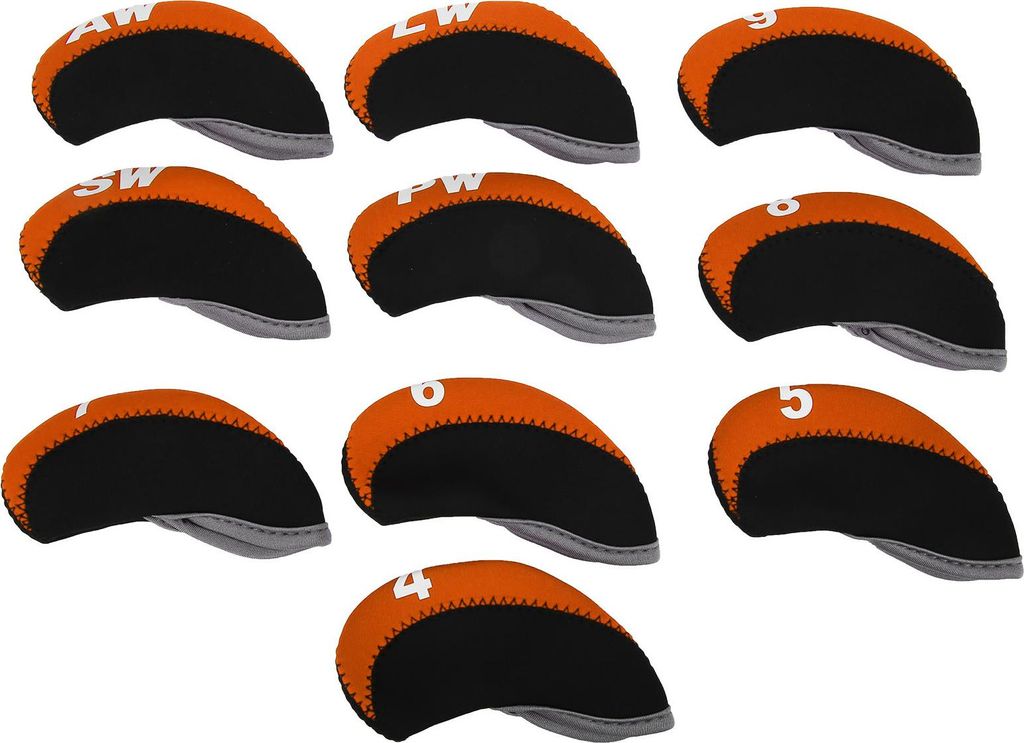 10 Teile/satz Leder Golf Club Iron Head Covers Putter Protect Case SetOrange