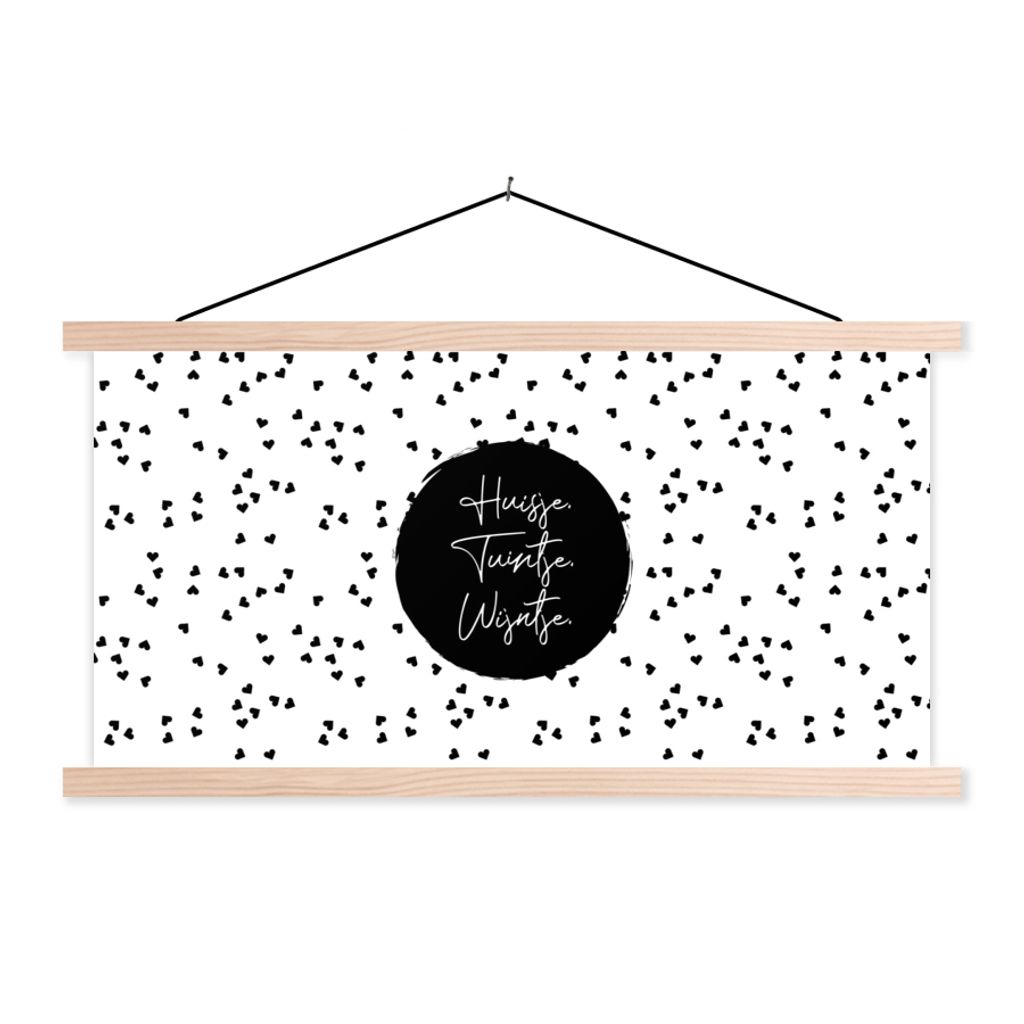 MuchoWow Textilposter Zitate - Cottage. Garten. Wein. - Wein - Text 120x60 cm mit holzfarbenen Rahmen - Klemmleiste