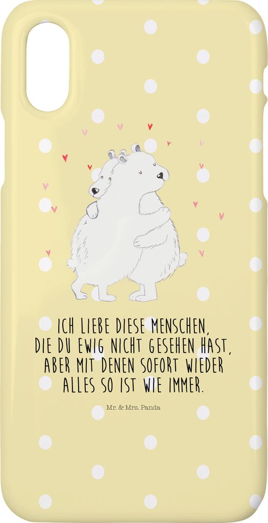 Mr. & Mrs. Panda Iphone 10 Handyhülle Eisbär Umarmen - Gelb Pastell - Geschenk, X, Hülle, Handy, Lustige Sprüche, Cover