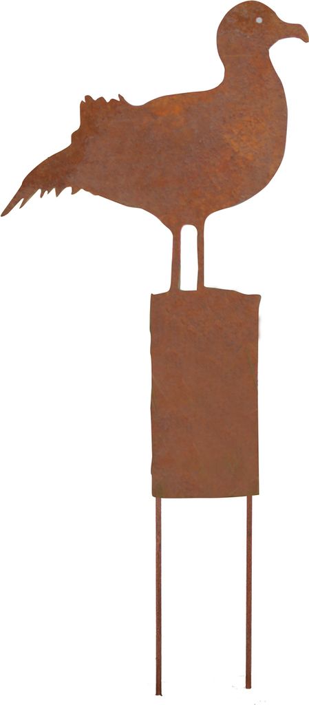 UNUS Gartenstecker Gartendeko aus Rost mit Möwe auf Pfahl klein