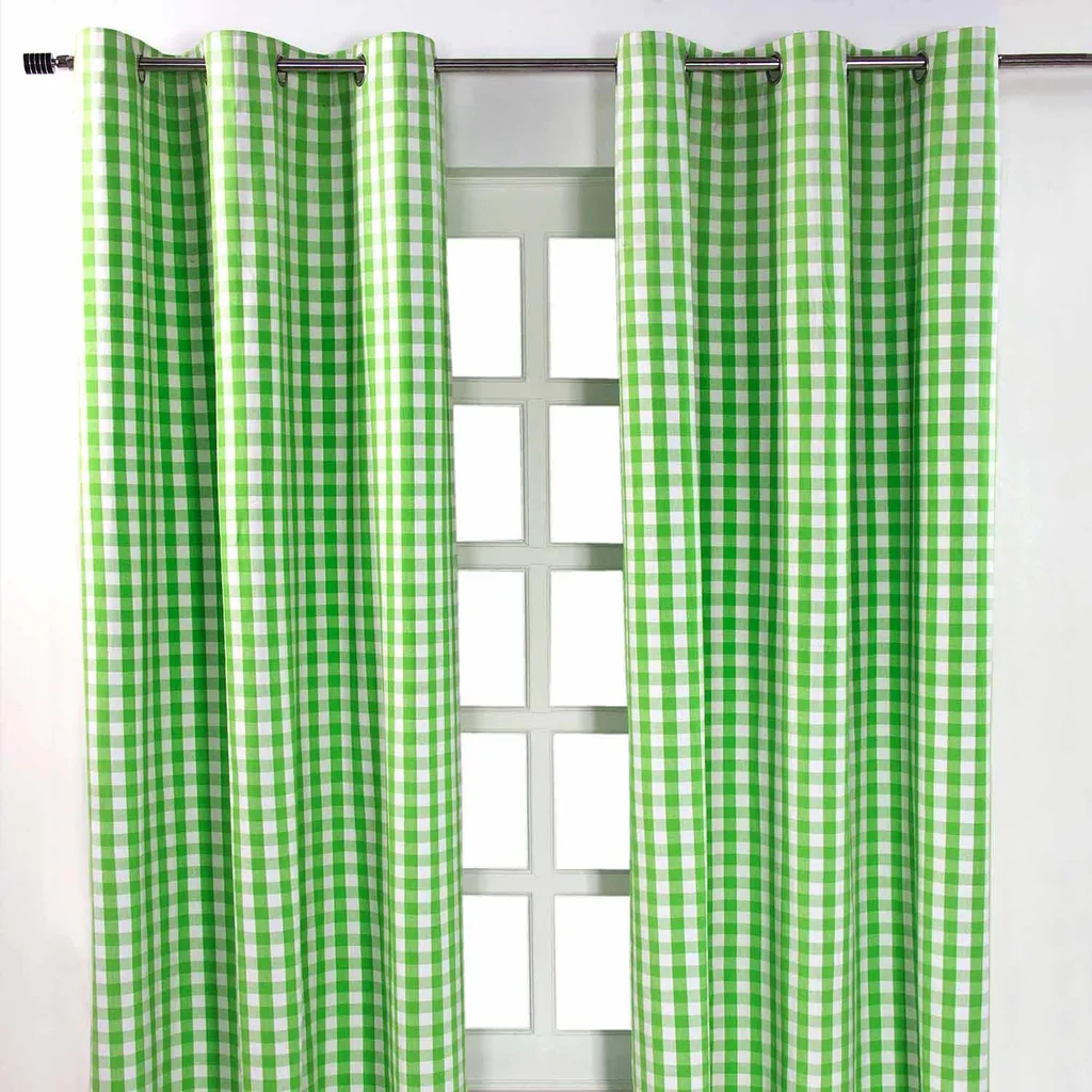 Rideaux Tamisants à Carreaux Verts - Solution Prête à Poser 182x137 cm