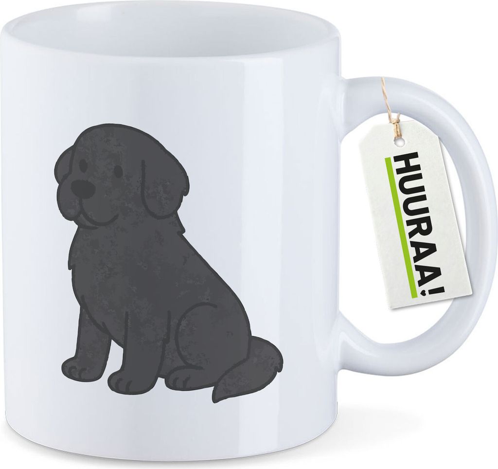 Huuraa Kaffeetasse Neufundländer Comic Neufi 330ml Weiß Keramik Kaffeebecher Geschenkidee