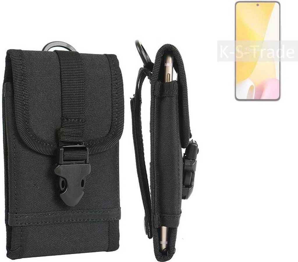 K-S-Trade Holster Handy Hülle kompatibel mit Xiaomi 12 Lite Holster Handytasche Gürtel Tasche Schutz Hülle Robust Outdoor schwarz