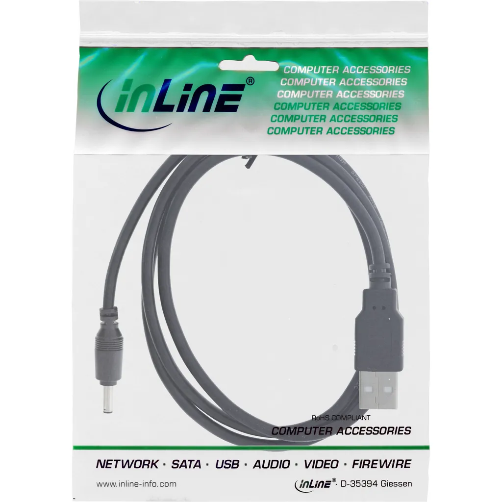 Câble USB vers DC 5.5x2.5mm mâle avec connecteurs moulés durables
