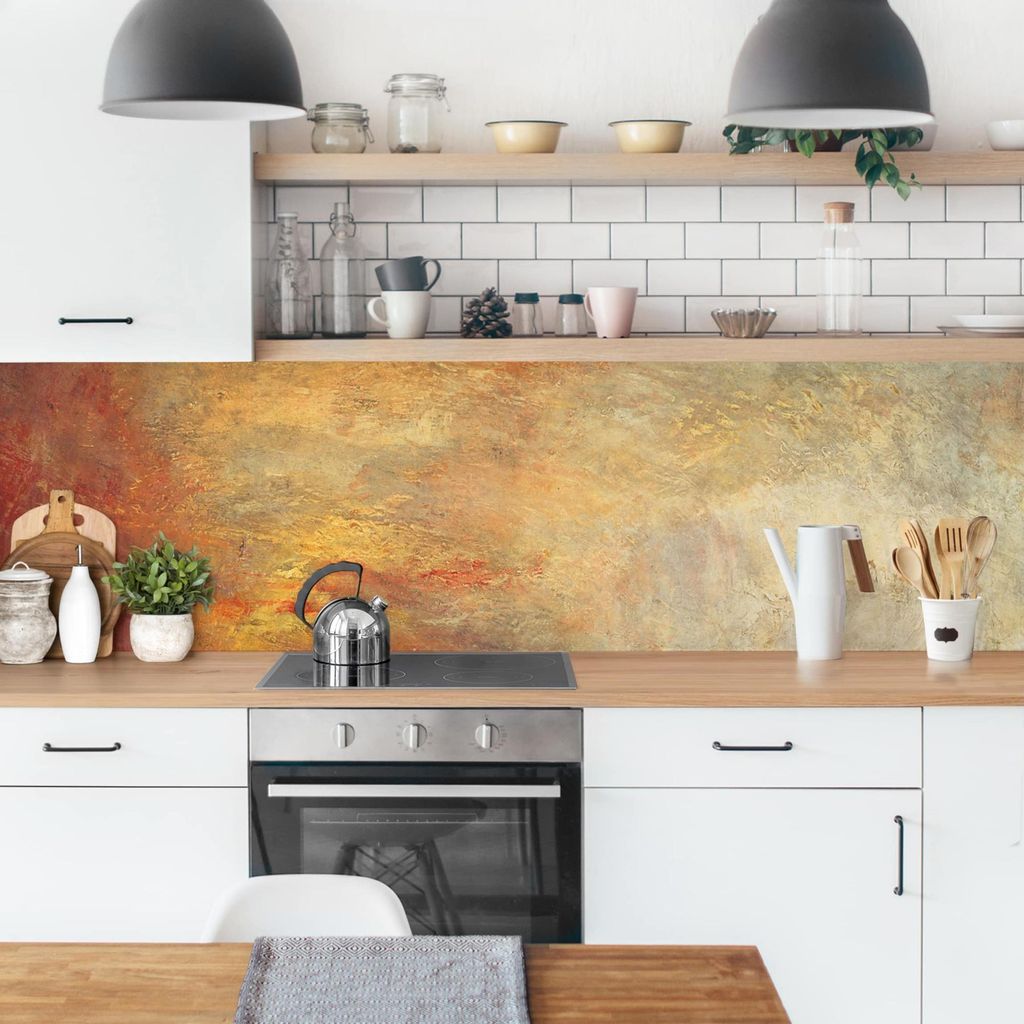 Küchenrückwand Natur selbstklebend - 0.65 mm Wandpaneel wasserfest Sonnenuntergang orange Abstrakt Spritzschutz fugenlos