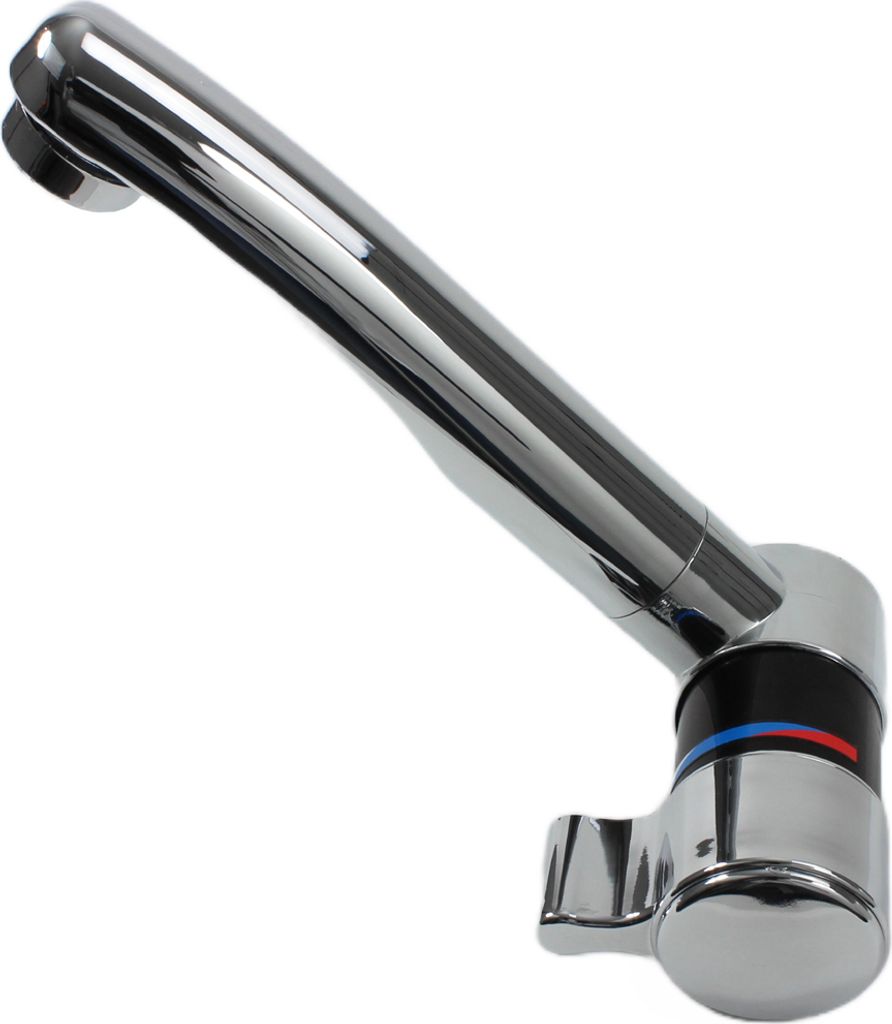 Wasserhahn Mischer Mischbatterie London + Schalter schwenkbar schwarz/chrom Brause