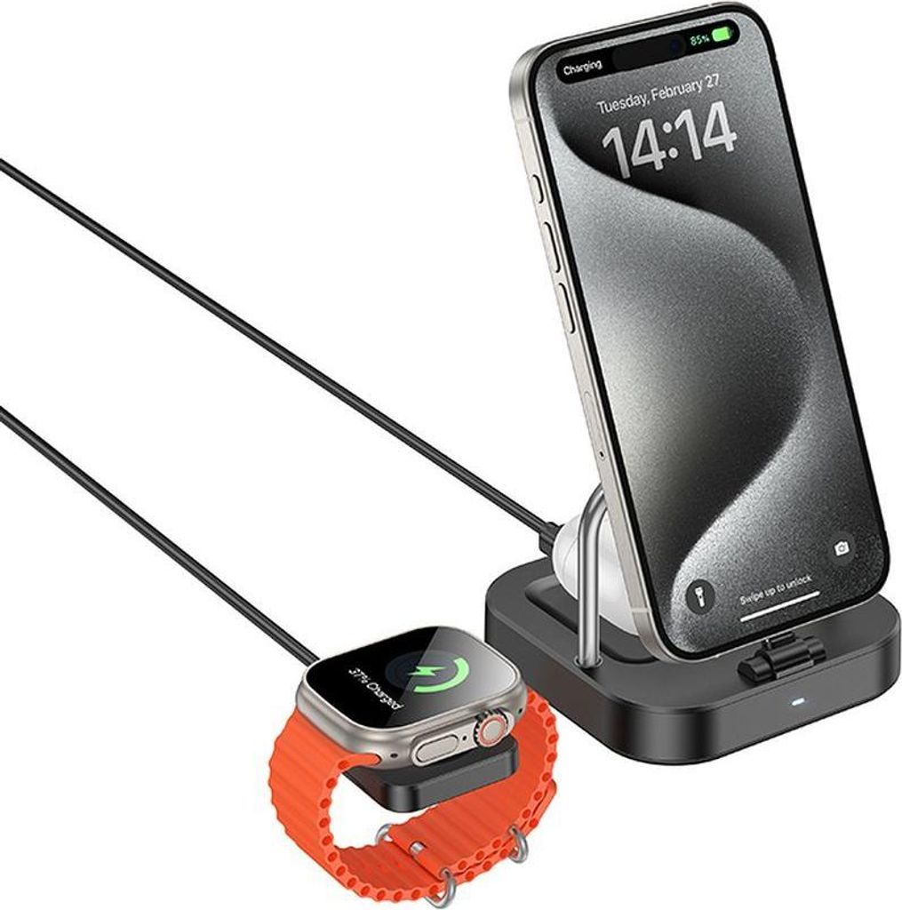 Wireles Ladegerät Hoco 3in1 3A 5W kompatibel mit Apple Watch CQ16A schwarz