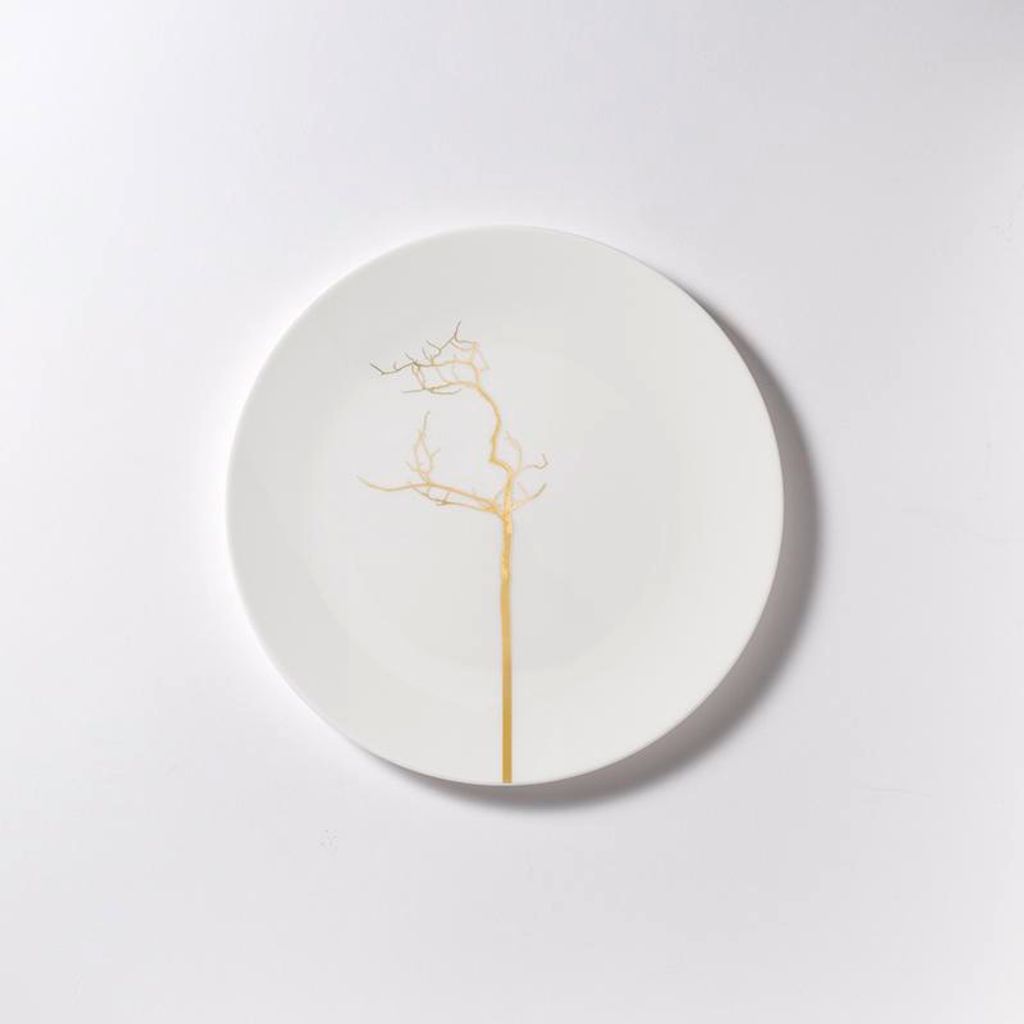 Teller flach 21 cm Golden Forest Fine Bone China