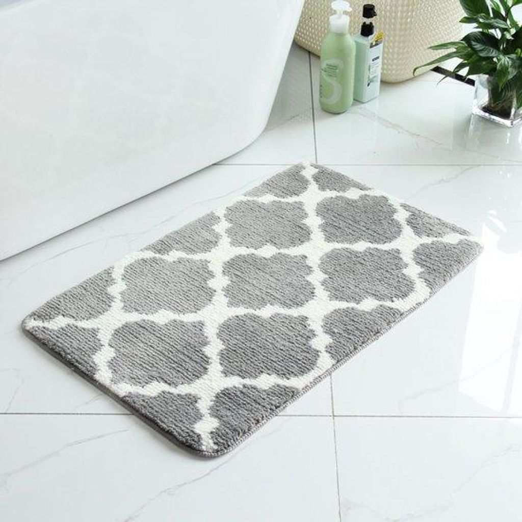 Grijs, hoogpolig, wasbaar, antislip Badmat, 40x60cm