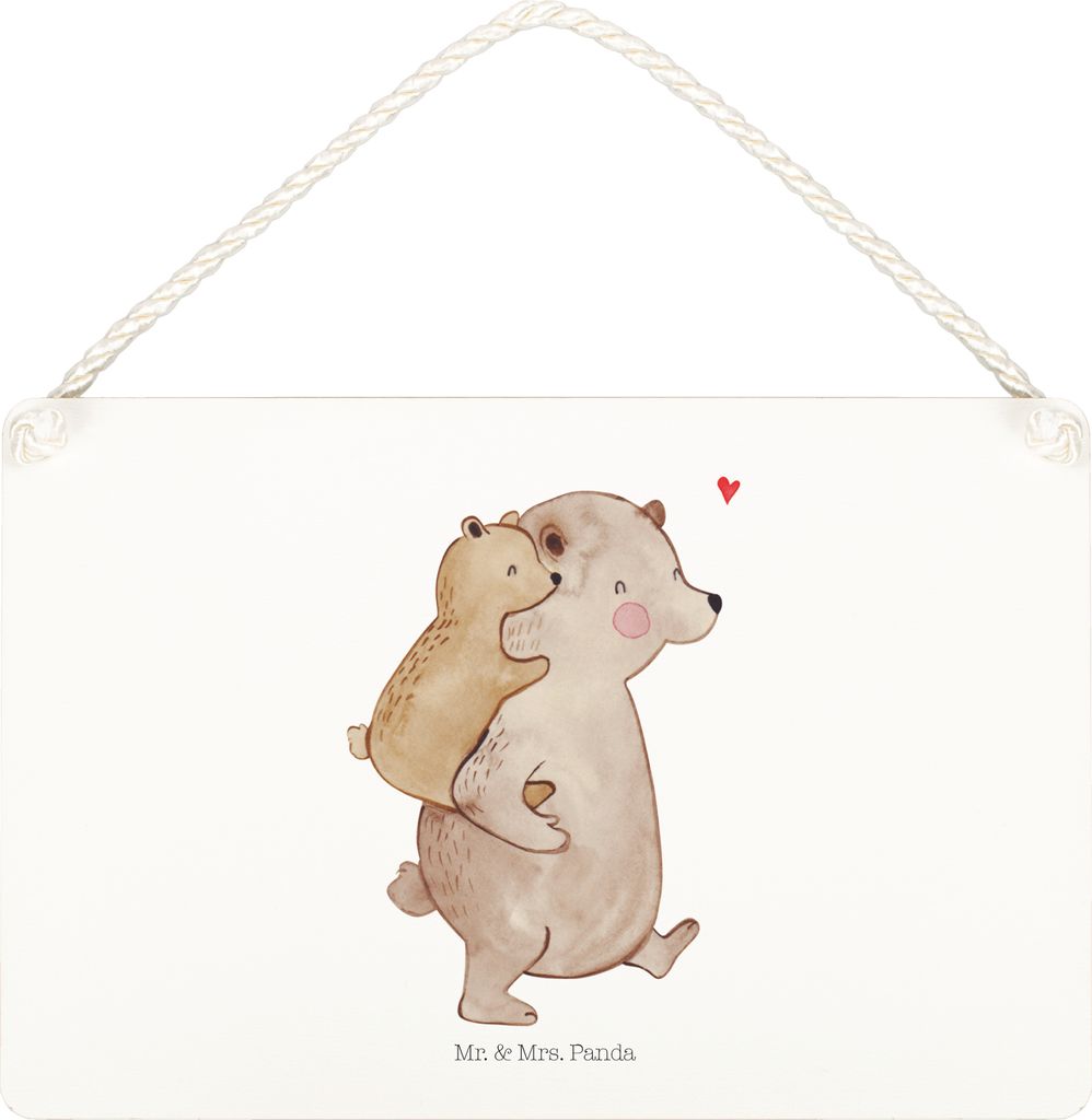 Mr. & Mrs. Panda Schild Papa Bär DIN A5 - Weiß - Geschenk, Vater, Türschild, Vatertag, wandtafel, kleine aufmerksamkeit, Geburtstag, Holzschild,...