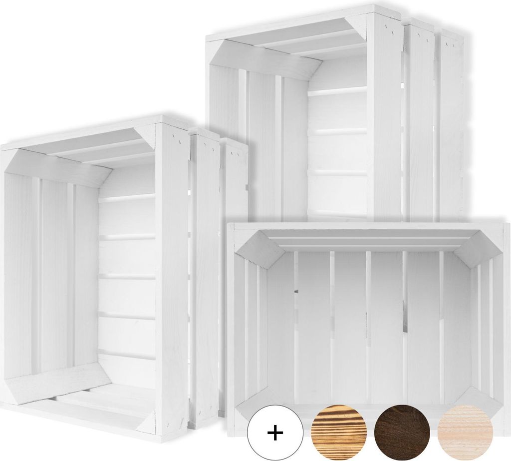 Creative Deco Lot de 3 Caisse en Bois Blanc 40 x 30 x 23cm Image du produit 