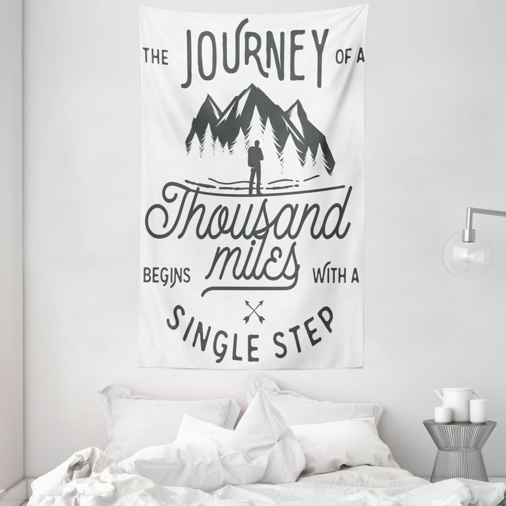 ABAKUHAUS Abenteuer Wandteppich und Tagesdecke, Motivierende Weise Worte aus Weiches Mikrofaser Stoff Waschbar ohne Verblassen Digitaldruck, 140 x ...