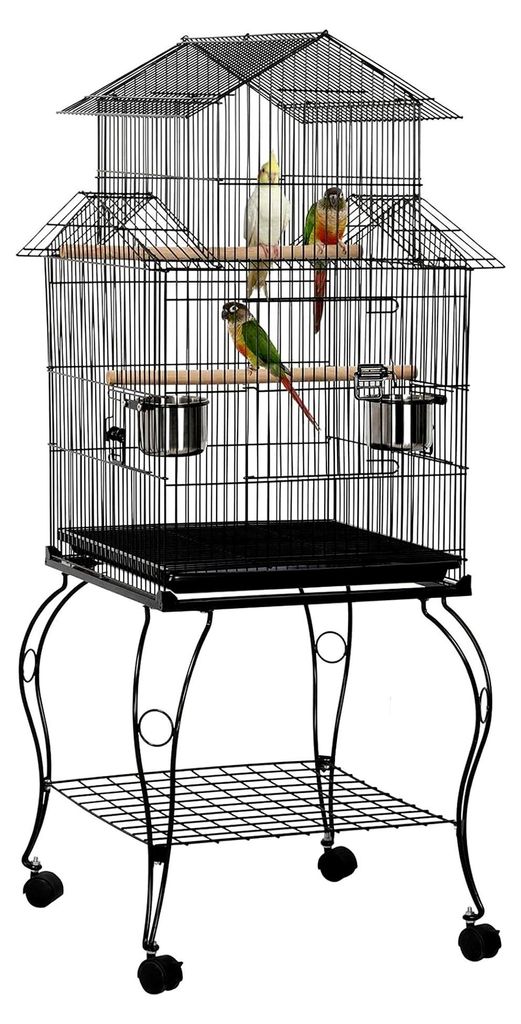Vogelkäfig mit Ständer für Großsittiche und Papageien, ca. 59 x 59 x 139,5 cm