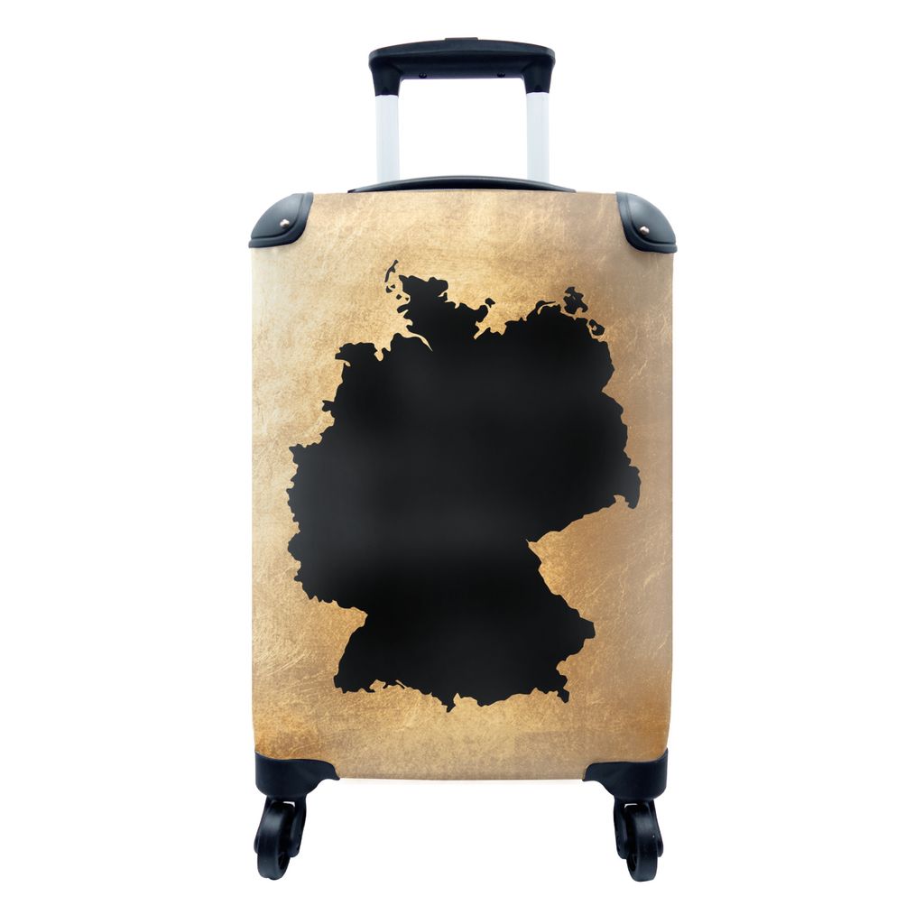 MuchoWow Koffer Handgepäck Trolley Rollkoffer Kleine Reisekoffer mit 4 Rollen - Karte Europa - Deutschland - Schwarz - Cabin Size < 55x40x23 cm ...
