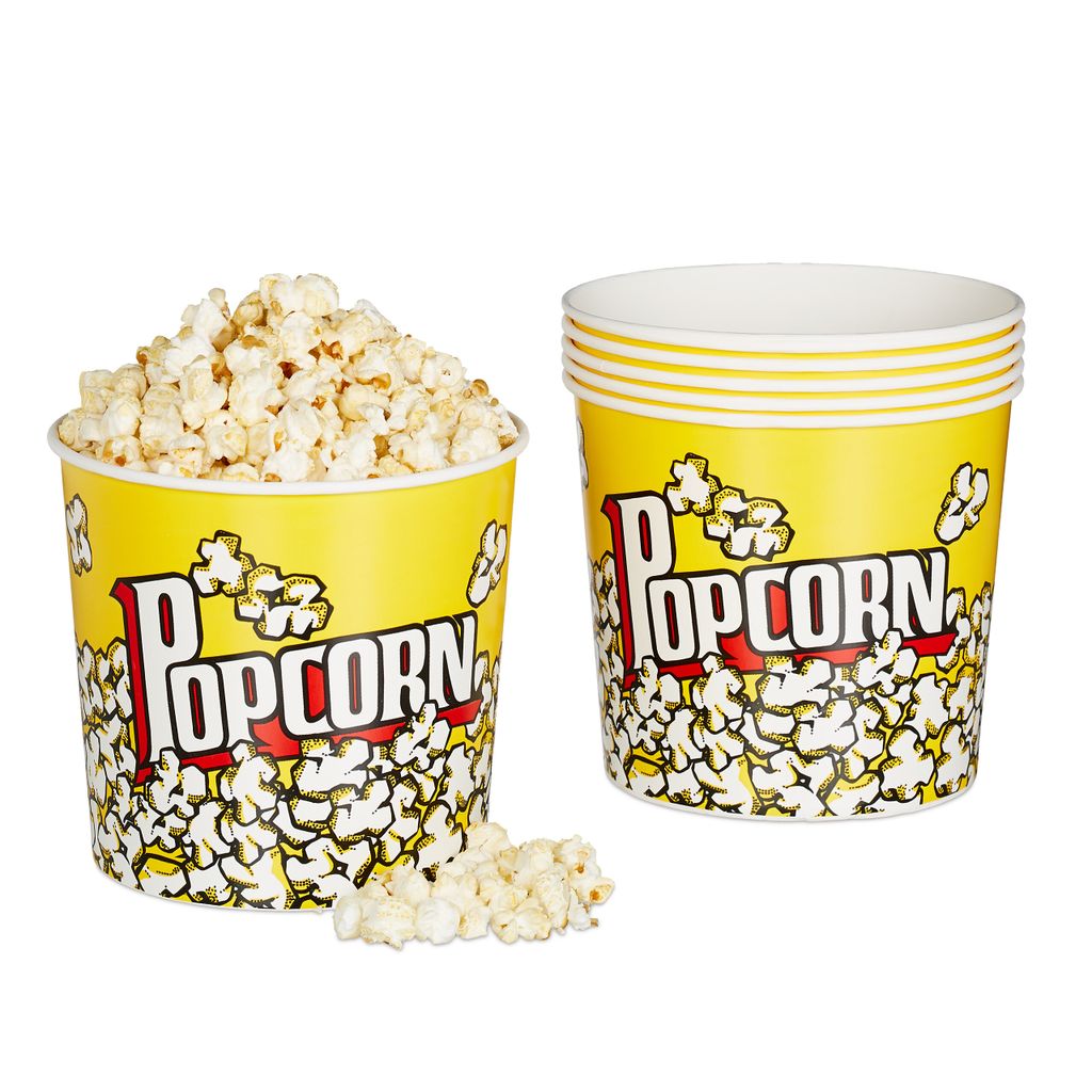 Relaxdays Popcorn Eimer, 6er Set, Popcorn Behälter Produktbild 