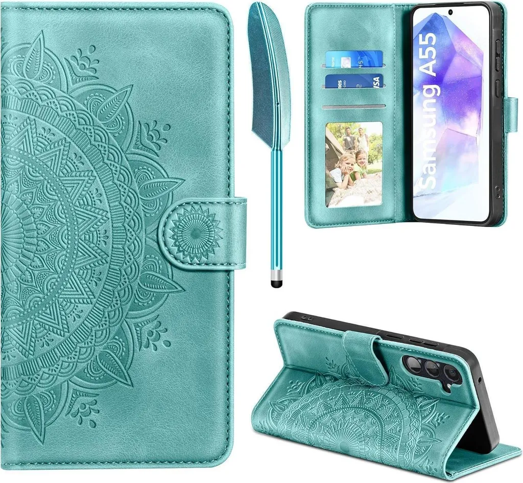 Custodia Antiurto Samsung A55 5G Verde - Funzione Stand e Flip Case