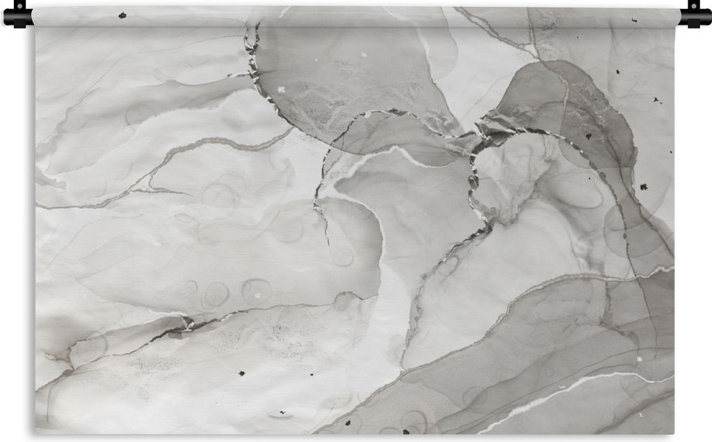 MuchoWow Wandteppich Wandbehang Marmor - Schwarz - Weiß 120x80 cm Tapisserie Dekoration Wandtuch - Wanddekorationen - Wandtücher