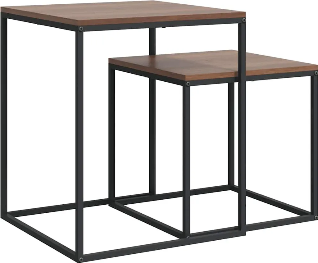 Tavolini Sovrapponibili Industrial 2 Pezzi - Arredo Salotto Moderno - 6