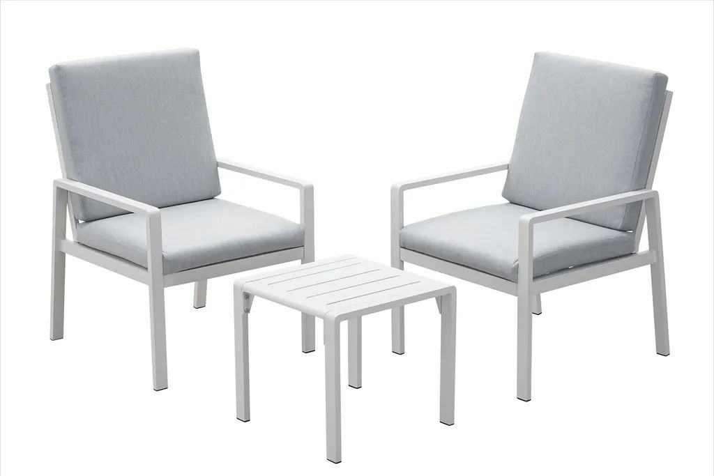 MeXo Gartenmöbel Set Lounge Set Garten-Essgruppe Alu-Möbel Set 3-teile für 2 Personen Garten/Balkon/Terrasse/Outdoor/indoor