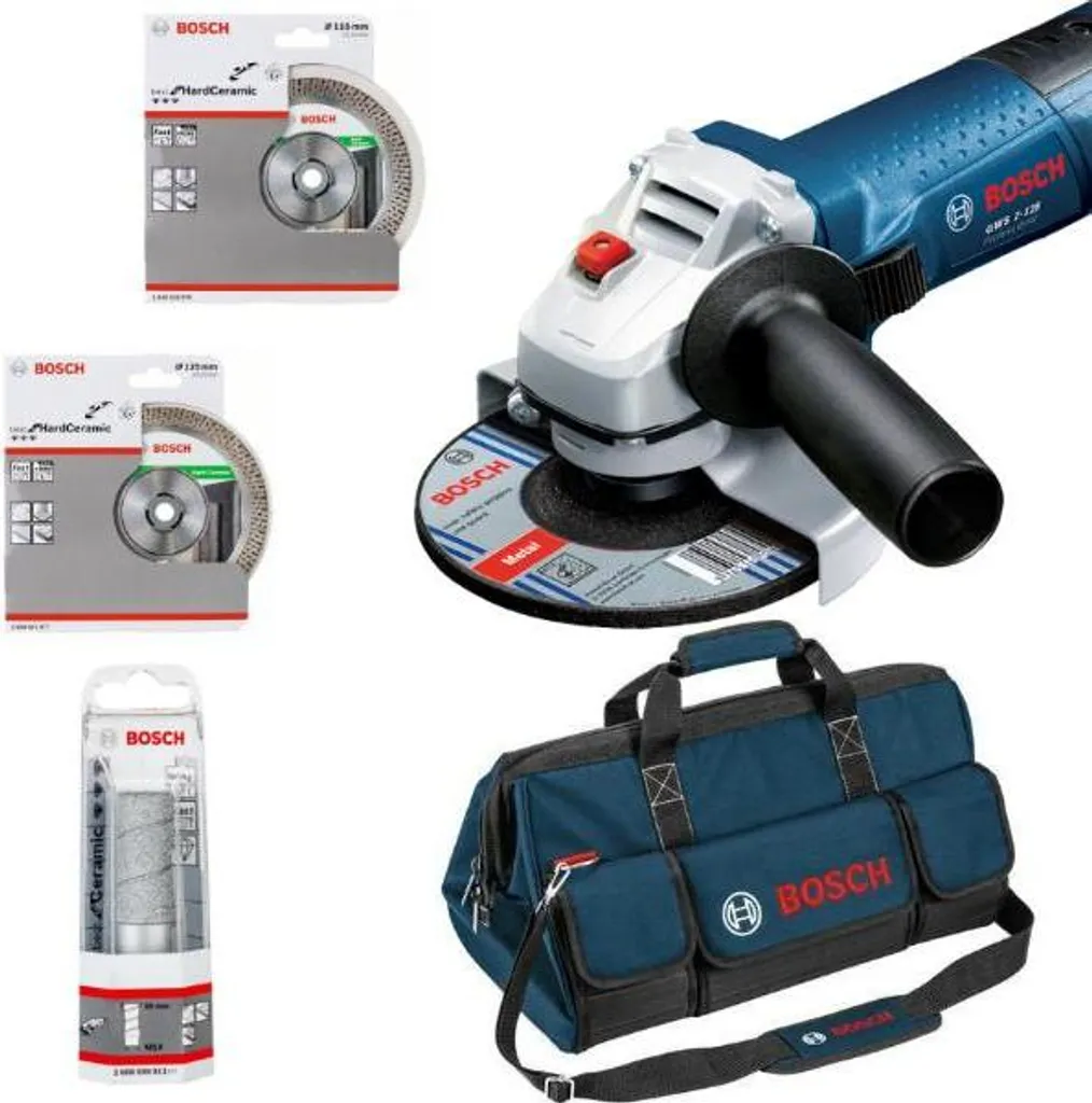 Kit Meuleuse d'Angle 125mm Bosch Professional pour Poseurs de Carrelage