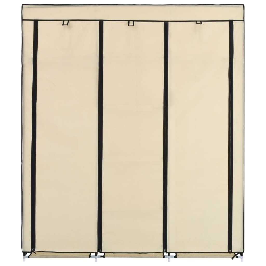 " "Kleiderschrank - Schwebetürenschrank - praktischem Design - mit Fächern und Stangen Creme 150x45x175cm Stoff NeuMöbel 2665244