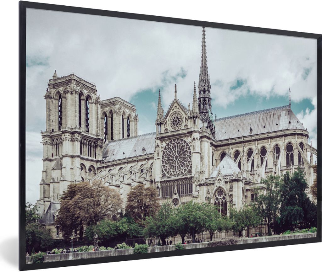 MuchoWow Gerahmtes Poster Ansichten der Kathedrale Notre-Dame in Paris 30x20 cm - Poster mit Schwarzem Bilderrahmen Wandposter Rahmen Foto Bilder...