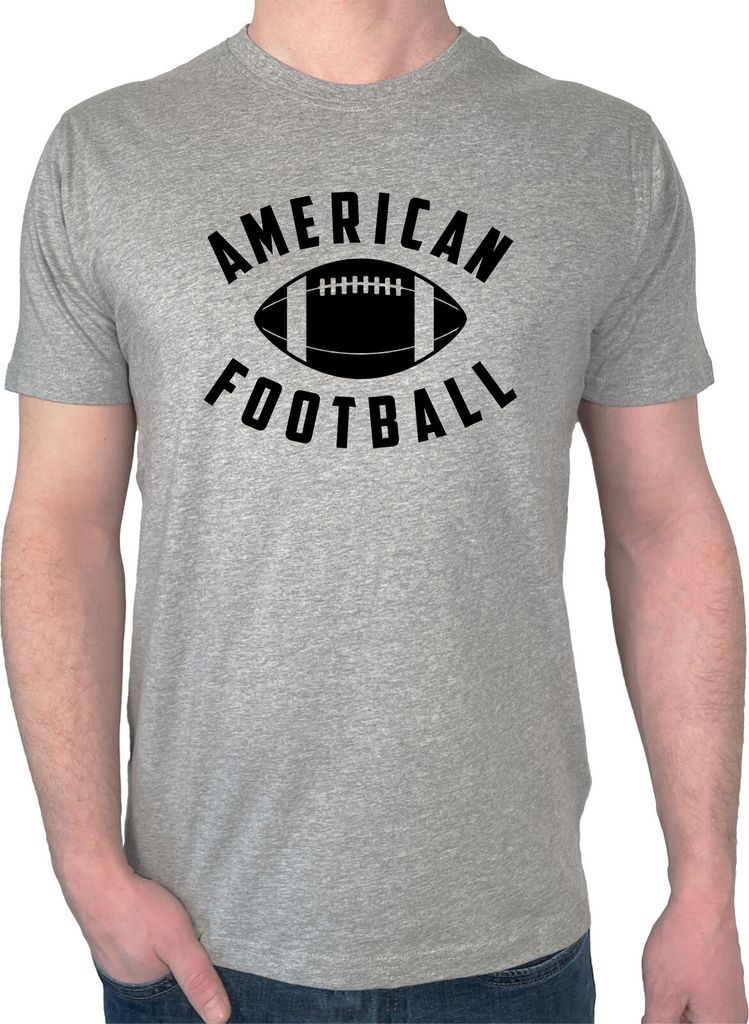 Huuraa Herren T-Shirt American Football Ball S Sport Grey Bio Baumwolle Fairtrade Herrenshirt Geschenkidee