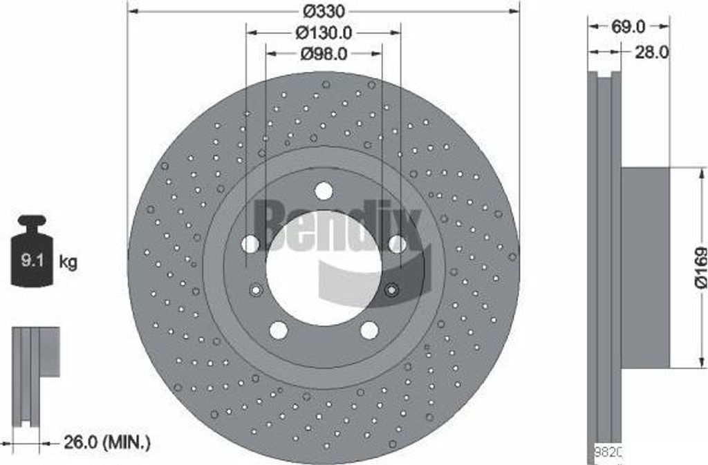 BENDIX Braking BDS1983LHC Bremsscheibe OE 99735140100 kompatibel mit Boxster, Cayman, 911