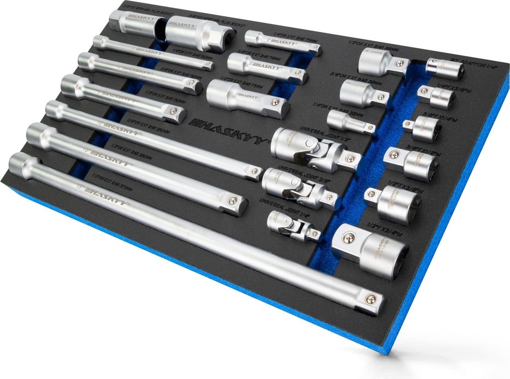 HASKYY 23 tlg Steckschlüssel Verlängerung Satz 1/4" 3/8" Produktbild 