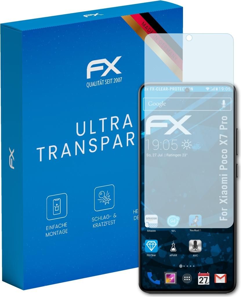 atFoliX FX-Clear 3x Schutzfolie kompatibel mit Xiaomi Poco X7 Pro Displayschutzfolie