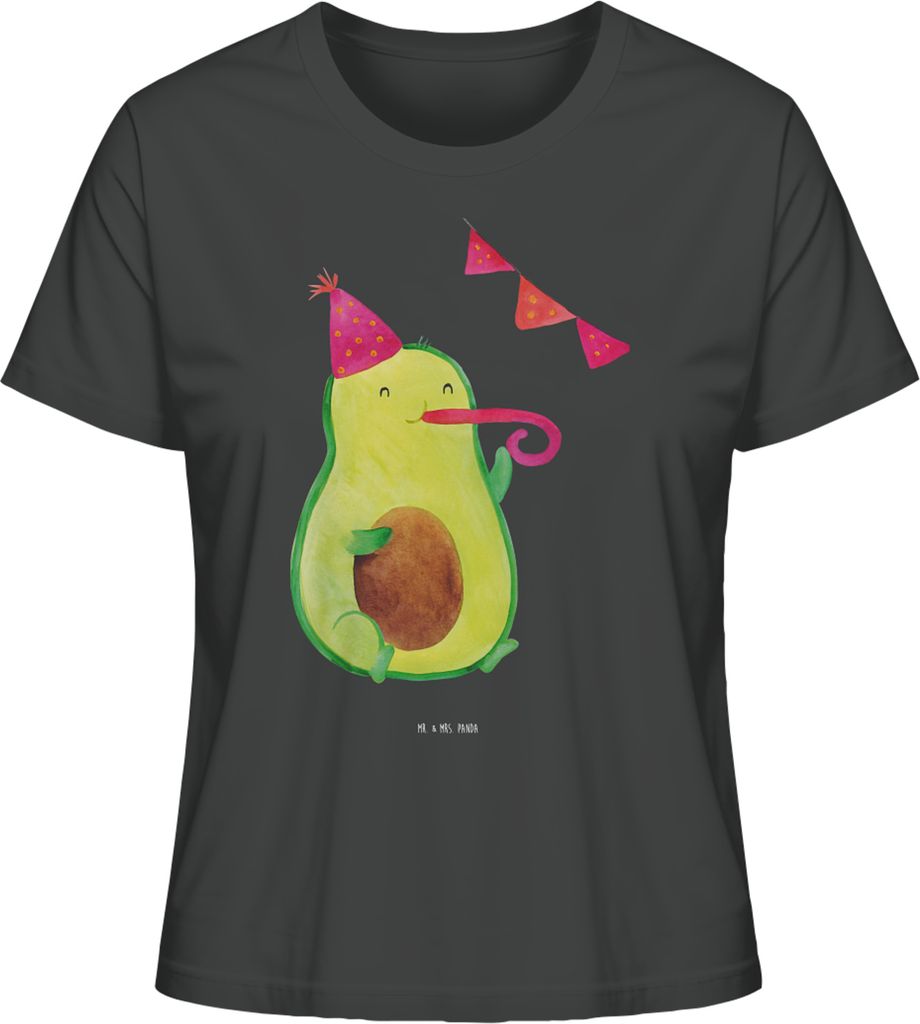 Mr. & Mrs. Panda damen shirt Avocado Party Größe S - Anthrazit - Geschenk, Happy Birthday, Oberteil, Bio T-Shirt, Geburtstag, Genießen, Baumwoll...