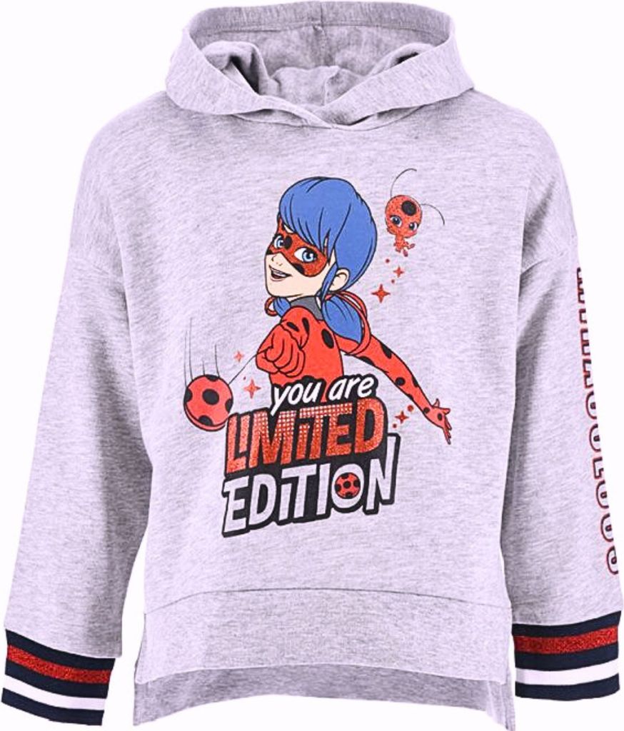 Hoodie Miraculous Ladybug mit Glitzer 104 cm Grau