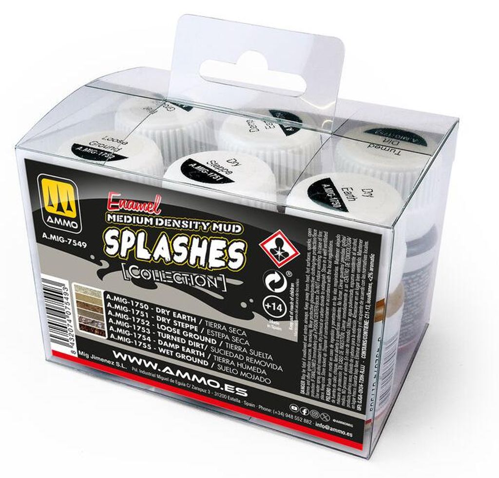 Ammo MIG A.MIG-7549 - AMMO Collections: Enamel Splashes & Medium Density Mud Textures (6x35ml) - Neu