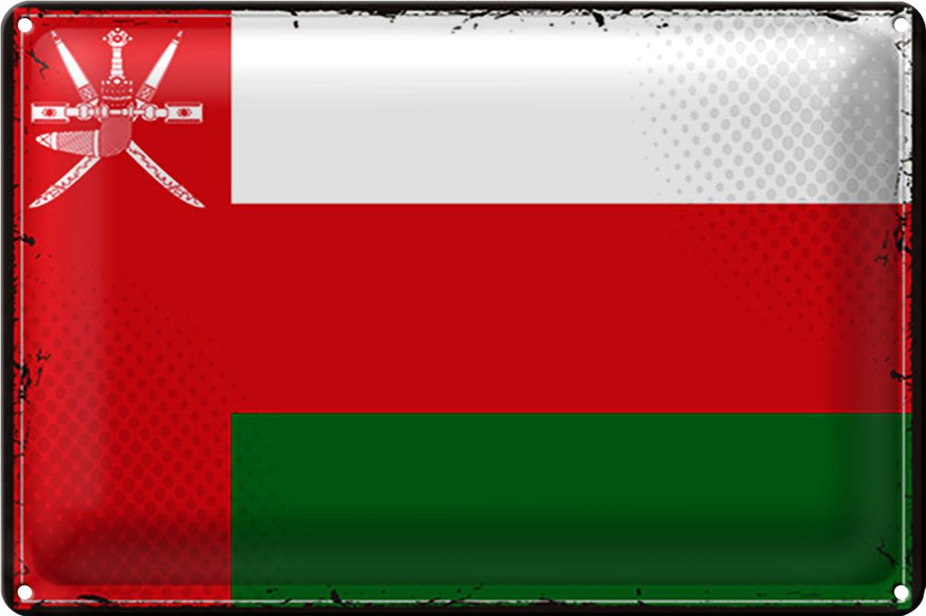 Blechschild Flagge Oman 30x20cm Retro Flag of Oman
