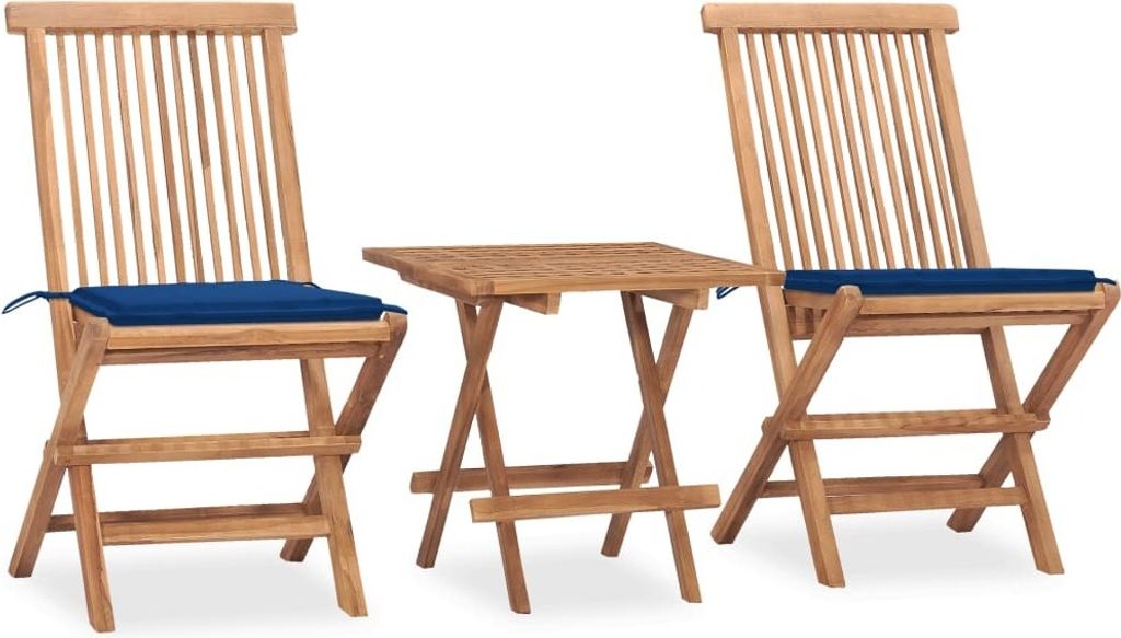 Möbel 3-tlg. Garten-Essgruppe mit Kissen Klappbar Massivholz Teak - Loungegruppe 3063208