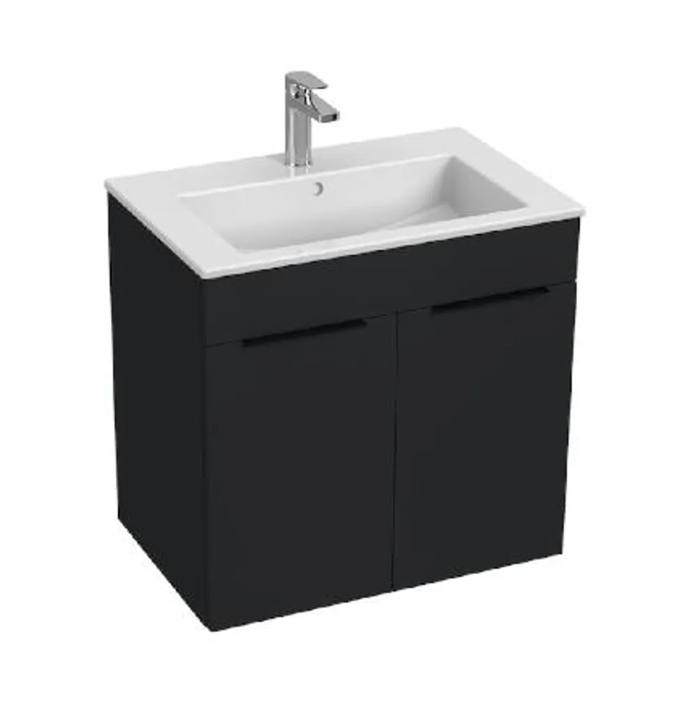 Meuble de salle de bain compact 65cm avec vasque, finition gris anthracite