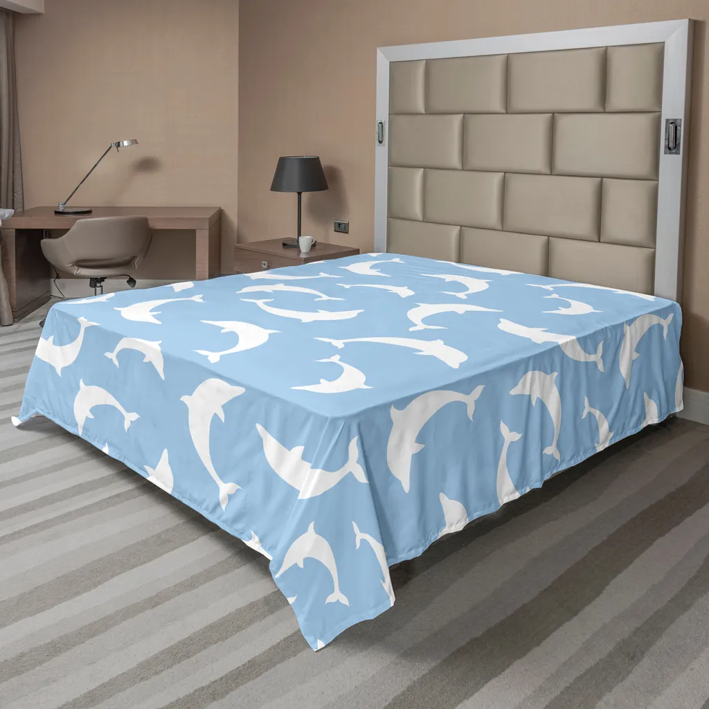 Drap de Dessus Confortable Motif Dauphin Bleu Bébé pour Lit Deux Places